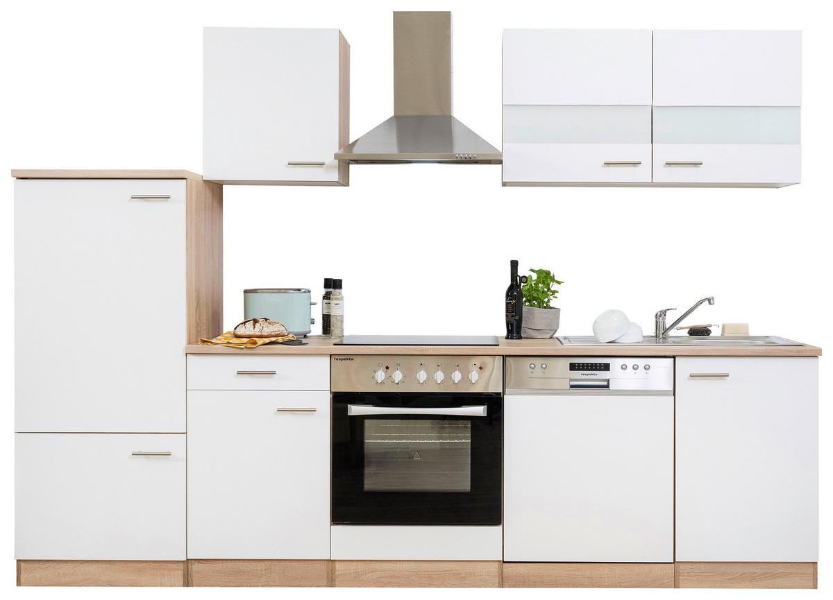 MODULKÖK UTAN VITVAROR 280/200/60 cm   i vit, ekfärgad  - vit/silver, Basics, metall/trämaterial (280/200/60cm) - Respekta