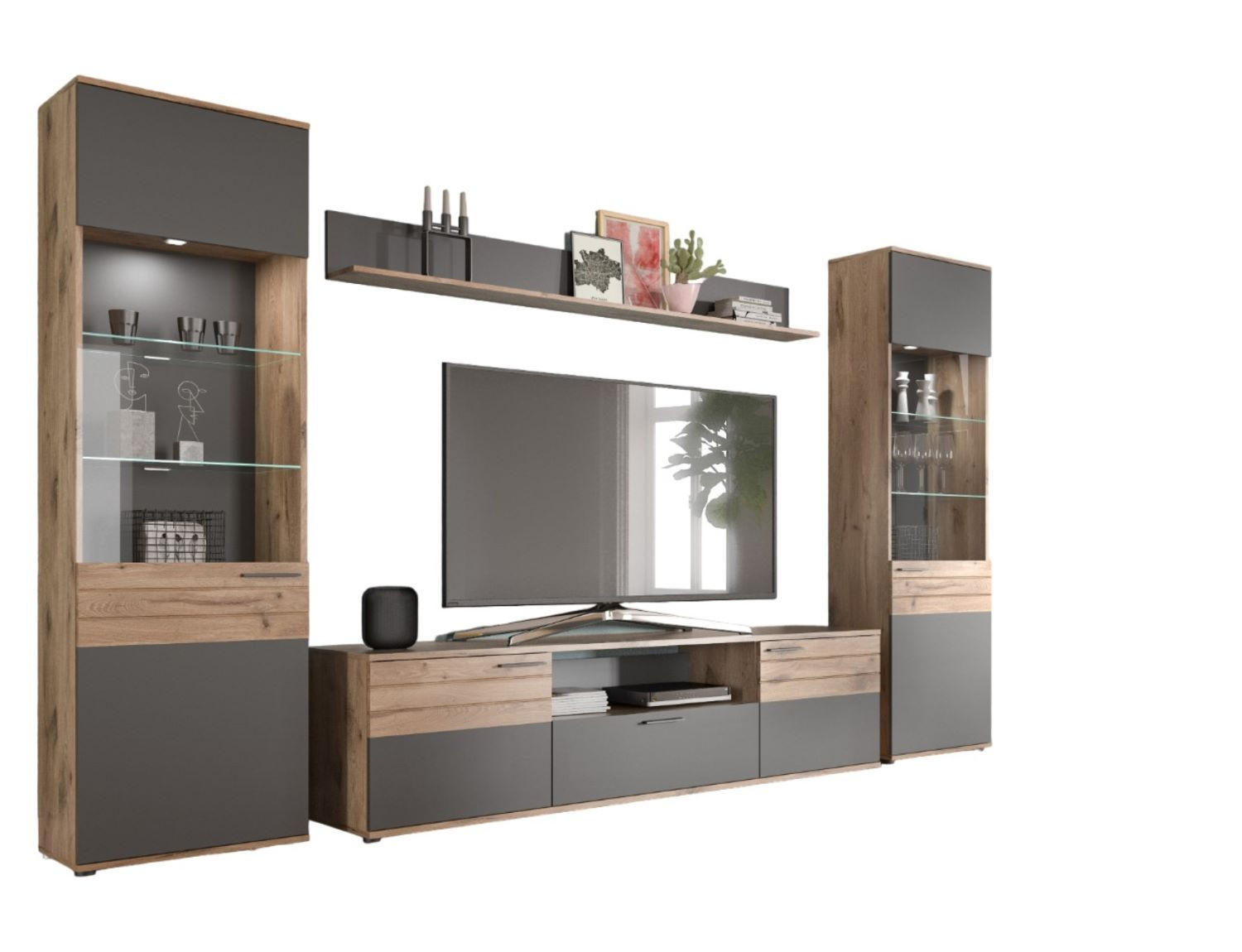 WOHNWAND  324/200/47 cm  in  - Glas/Holzwerkstoff (324/200/47cm) - MID.YOU