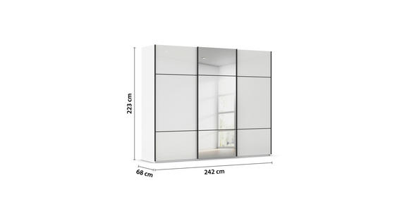 SCHWEBETÜRENSCHRANK 242/223/68 cm 3-türig Weiß - Schwarz/Weiß, KONVENTIONELL, Glas/Holzwerkstoff (242/223/68cm) - Novel