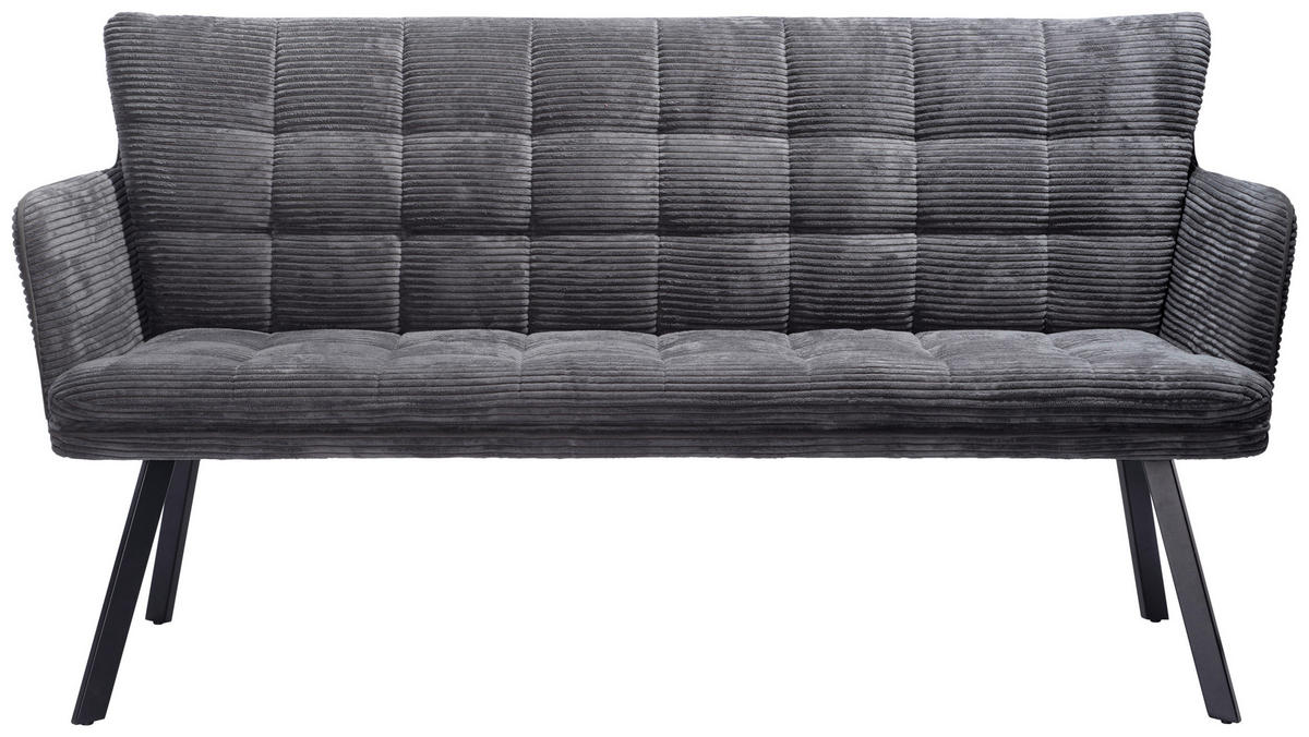 SITZBANK 170/88/65 cm Cord Blaugrau  - Blaugrau/Schwarz, Design, Textil/Metall (170/88/65cm) - Stylife