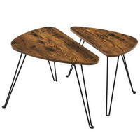 COUCHTISCHSET 52-60/31,5-38/42,5-47,5 cm Freiform Braun, Schwarz  - Schwarz/Braun, Trend, Holzwerkstoff/Metall (52-60/31,5-38/42,5-47,5cm) - Boxxx