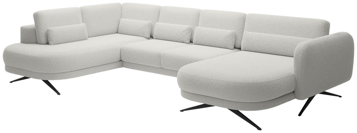 WOHNLANDSCHAFT in Webstoff Creme  - Creme/Schwarz, Design, Textil/Metall (111/346/104cm) - Livetastic