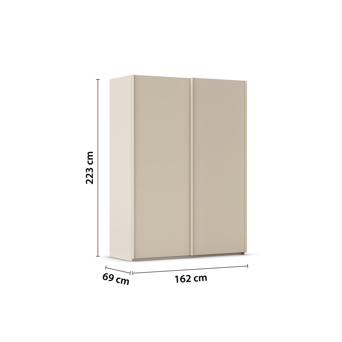 SCHWEBETÜRENSCHRANK 162/223/69 cm,  in Champagner, 2 Tür(en)  - Champagner, Basics, Holzwerkstoff/Metall (162/223/69cm) - Rauch Möbel