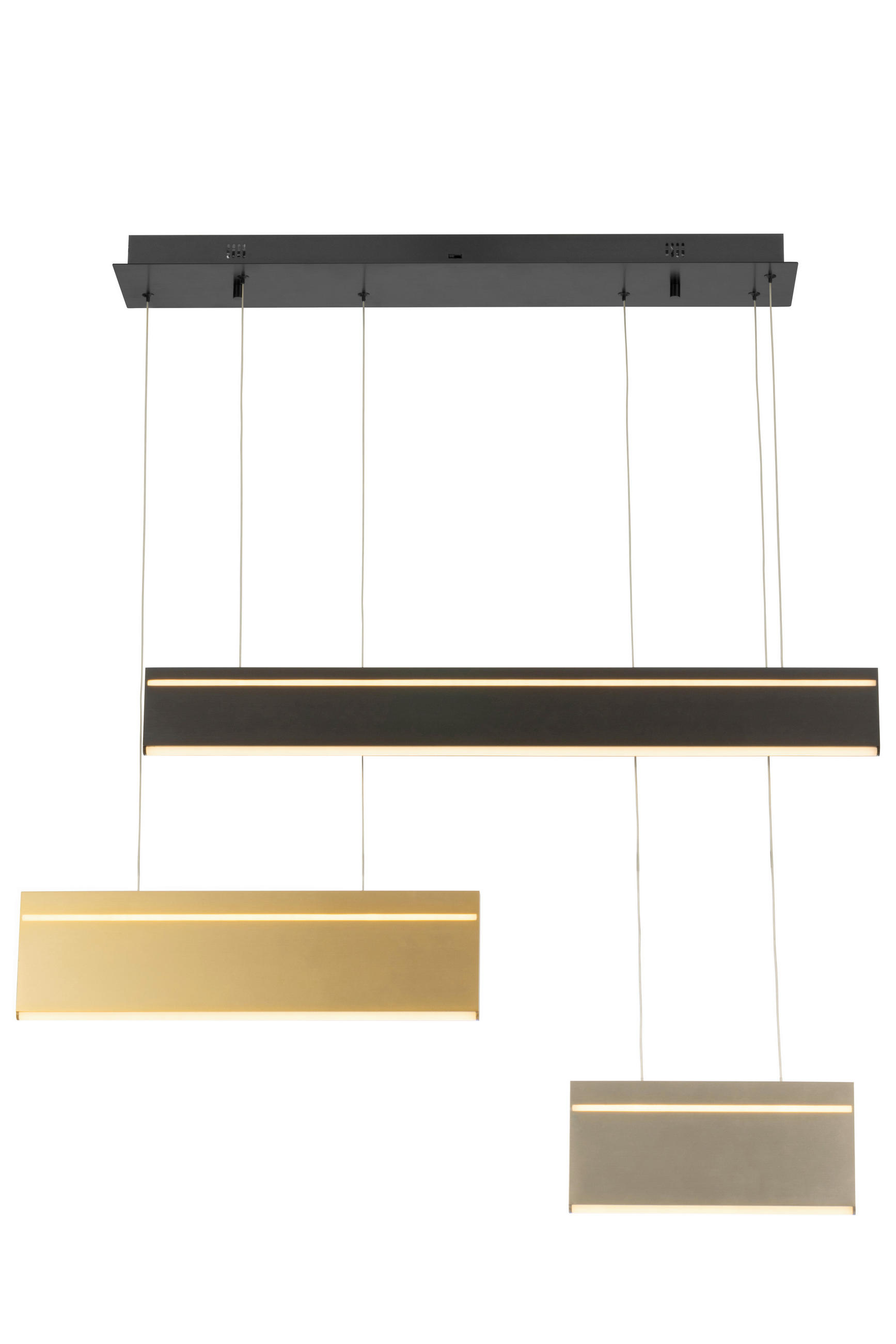 Lampă Suspendată Cu Led 95/15/120 cm  - culoare nichel/auriu, Design, plastic/metal (95/15/120cm) - Dieter Knoll
