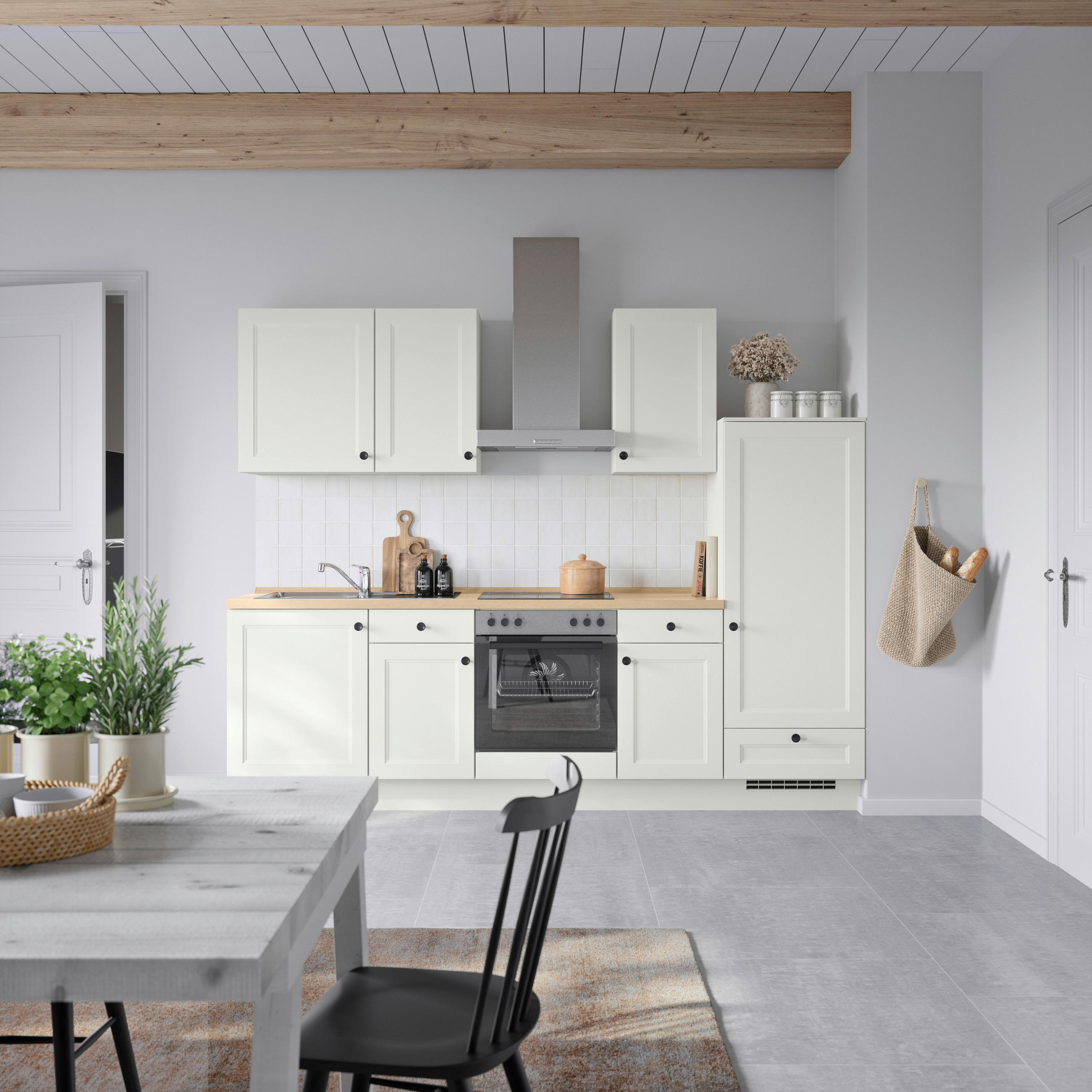 KÜCHENBLOCK 270 cm   in Weiß, Eichefarben  - Eichefarben/Schwarz, MODERN, Holzwerkstoff/Metall (270cm) - Nobilia