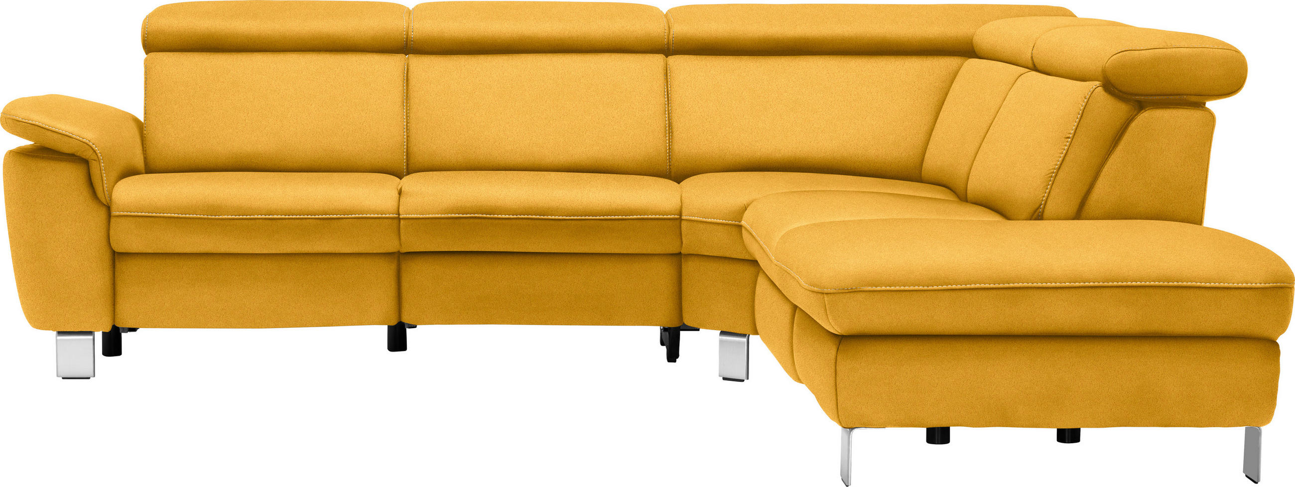 ECKSOFA in Flachgewebe, Mikrofaser Gelb  271/239 cm  - Gelb/Beige, Design, Textil/Metall (271/239cm) - Cantus