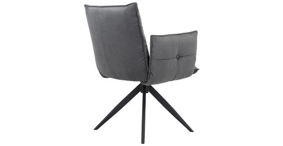 ARMLEHNSTUHL  Stoffauswahl, Sitzfläche 360° drehbar Cord  - Anthrazit/Schwarz, Design, Textil/Metall (63,5/85/63,5cm) - Novel
