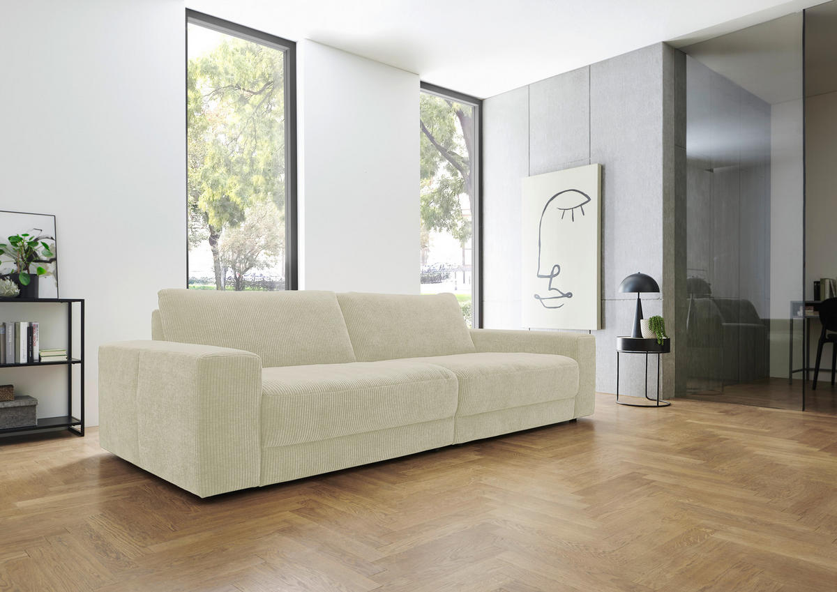 BIGSOFA in Chenille, Jacquard Sandfarben  - Sandfarben/Schwarz, Design, Kunststoff/Textil (270/83/125cm) - Niels Andersson