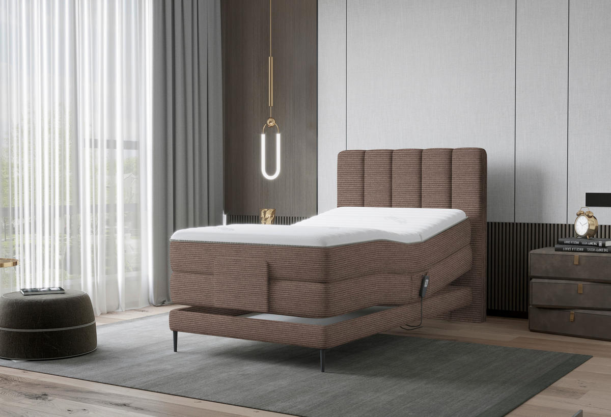 BOXSPRINGBETT 120/200 cm  in Braun  - Schwarz/Braun, Natur, Textil/Metall (120/200cm) - Esposa