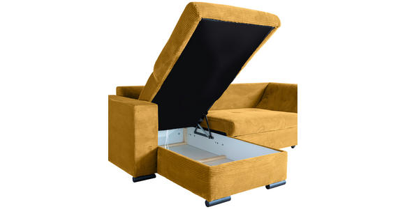 ECKSOFA  in Cord Senfgelb  - Senfgelb/Schwarz, KONVENTIONELL, Textil/Metall (168/258cm) - Carryhome