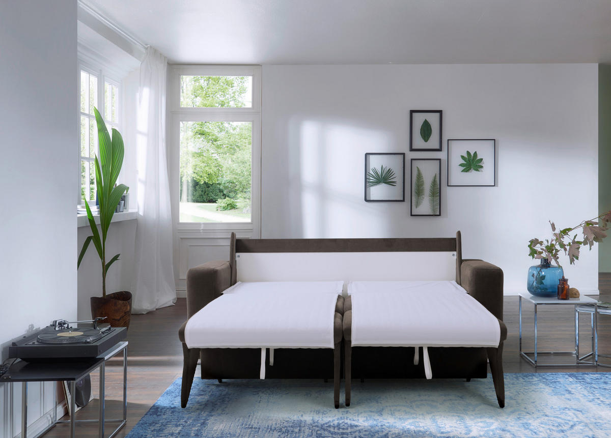 SCHLAFSOFA in Textil Hellgrau  - Hellgrau, Konventionell, Textil/Metall (202/86/92cm) - Sedda