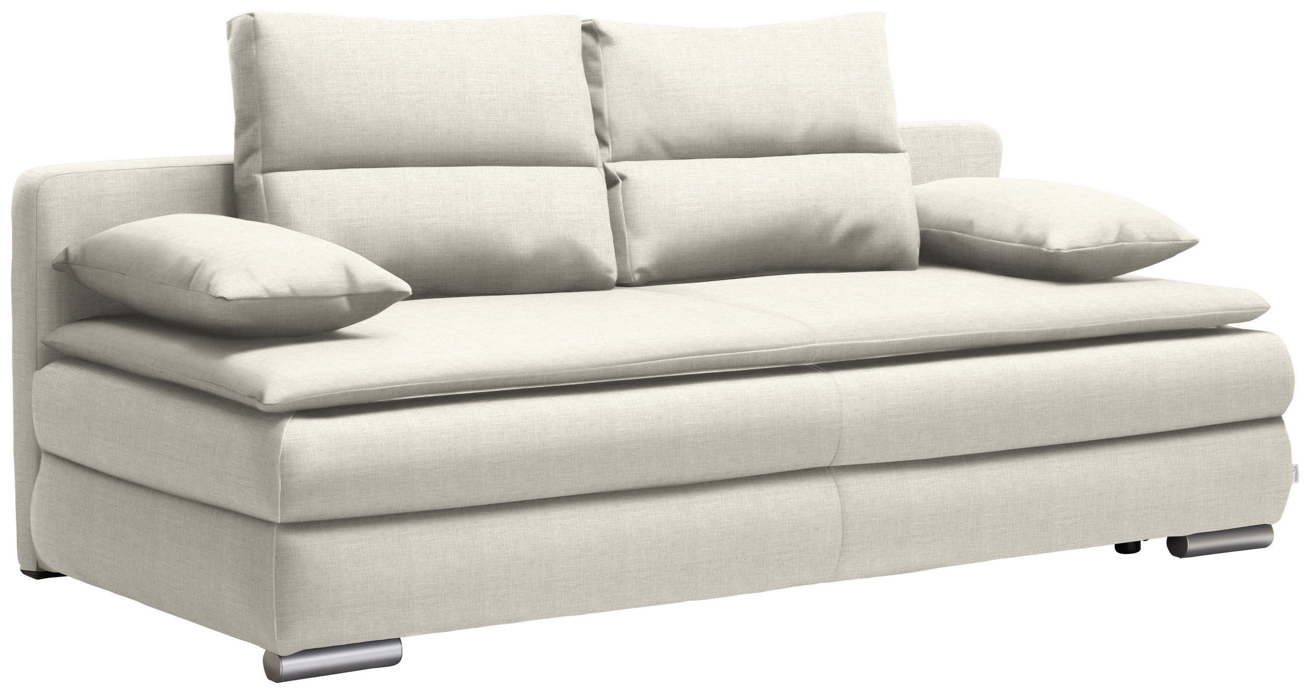 SCHLAFSOFA Webstoff Beige  - Beige/Silberfarben, KONVENTIONELL, Kunststoff/Textil (207/94/90cm) - Livetastic