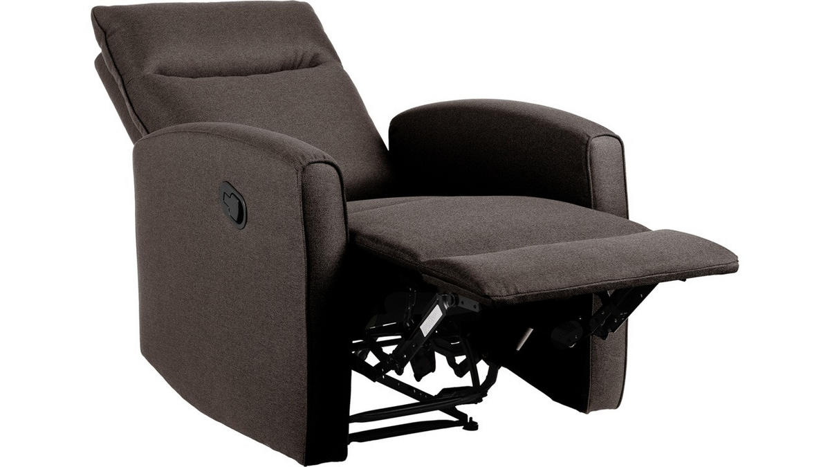 RELAXFÅTÖLJ i trä, metall, textil gråbrun  - gråbrun, Klassisk, metall/trä (91/103/75cm) - Best Price