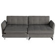 ECKSOFA in Flachgewebe, Leinenoptik Dunkelgrau  - Dunkelgrau/Schwarz, Design, Textil/Metall (242/170cm) - Xora