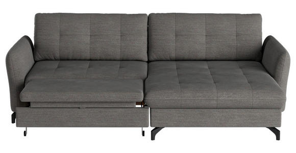 ECKSOFA in Flachgewebe, Leinenoptik Dunkelgrau  - Dunkelgrau/Schwarz, Design, Textil/Metall (242/170cm) - Xora