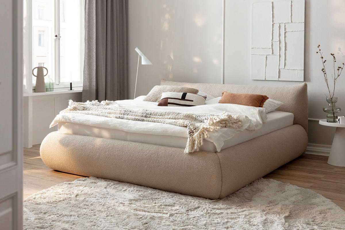 ČALÚNENÁ POSTEĽ, 180/200 cm, taupe - čierna/taupe, Modern, drevo/kompozitné drevo (180/200cm) - MID.YOU