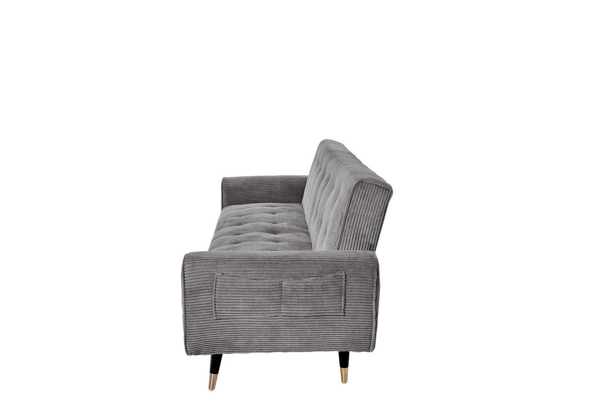 SCHLAFSOFA Cord Grau  - Goldfarben/Schwarz, MODERN, Holz/Textil (213/83/83cm) - Livetastic