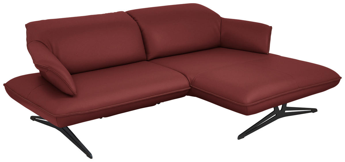 ECKSOFA in Echtleder Weinrot  - Beige/Weinrot, Design, Leder/Metall (252/169cm) - Koinor