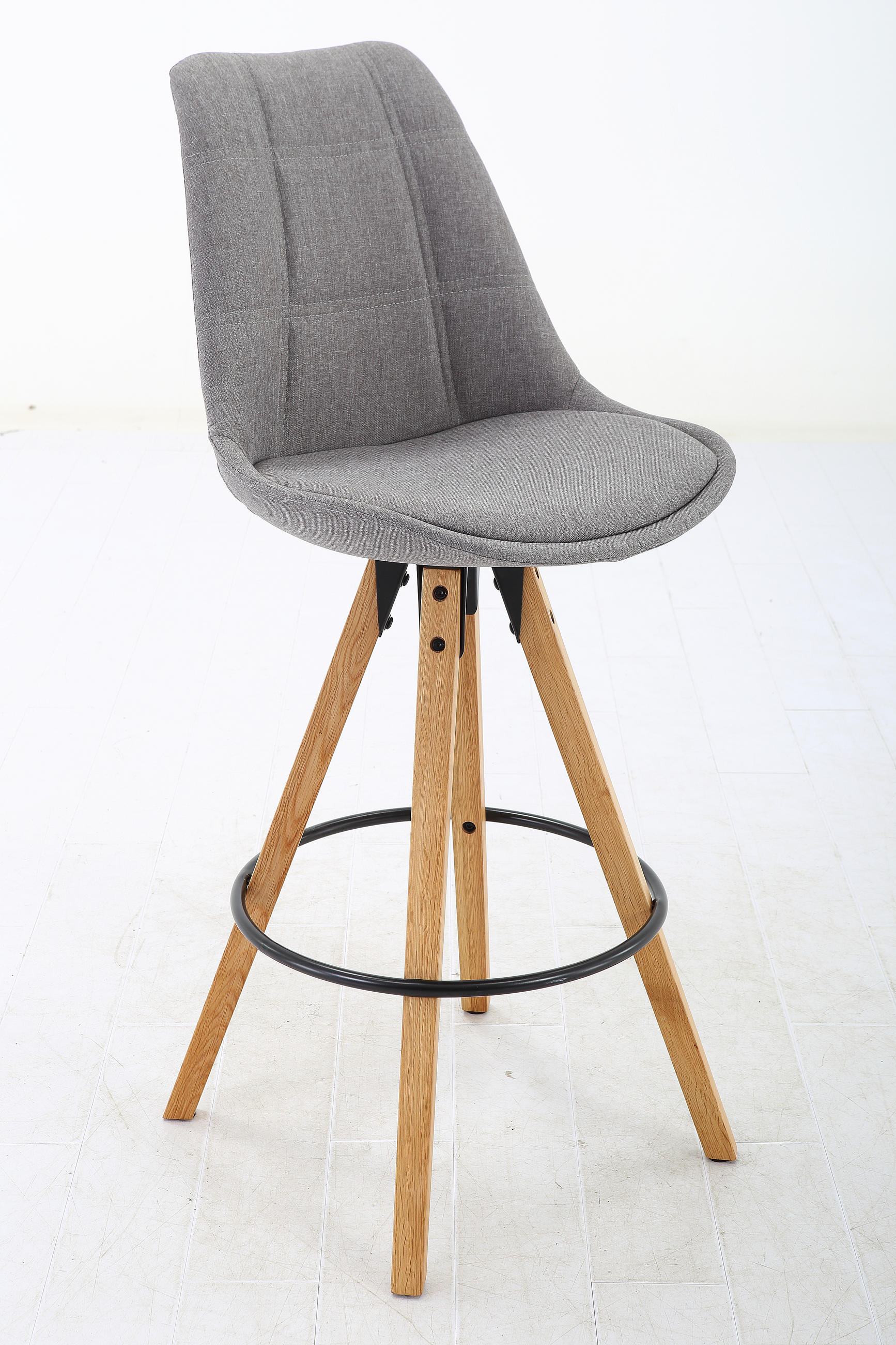 BARSKA STOLICA  boje hrasta, svijetlo siva  drvo, tekstil      - boje hrasta/svijetlo siva, Moderno, drvo/tekstil (49/113,5/56cm) - Xora