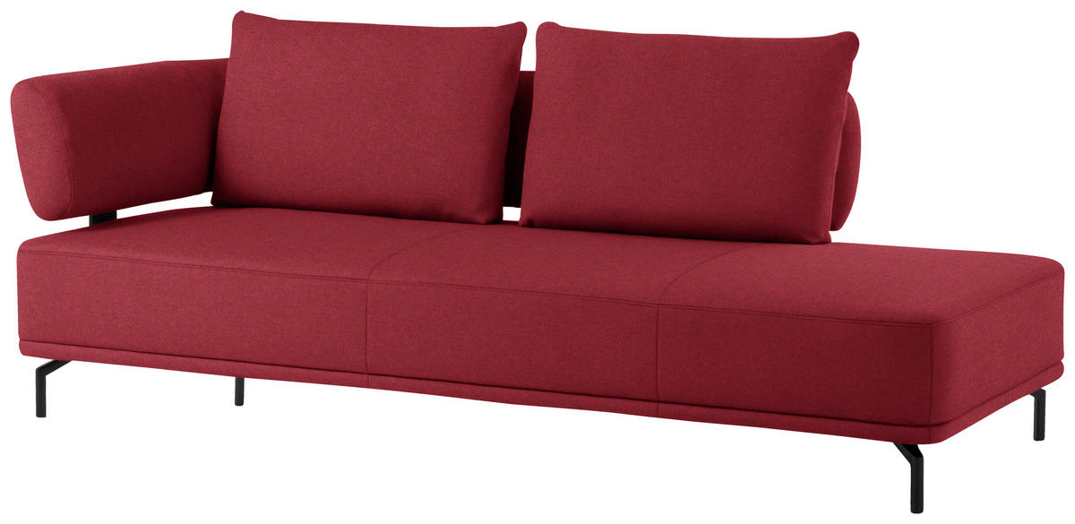 RÉCAMIERE Bordeaux Flachgewebe  - Bordeaux/Schwarz, Design, Textil/Metall (227/89/101cm) - Dieter Knoll