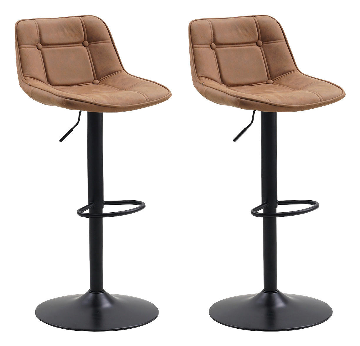 BARHOCKER-SET Mikrofaser Cognac gastro- und objekttauglich  - Cognac/Schwarz, LIFESTYLE, Textil/Metall (49/87/43cm) - MID.YOU