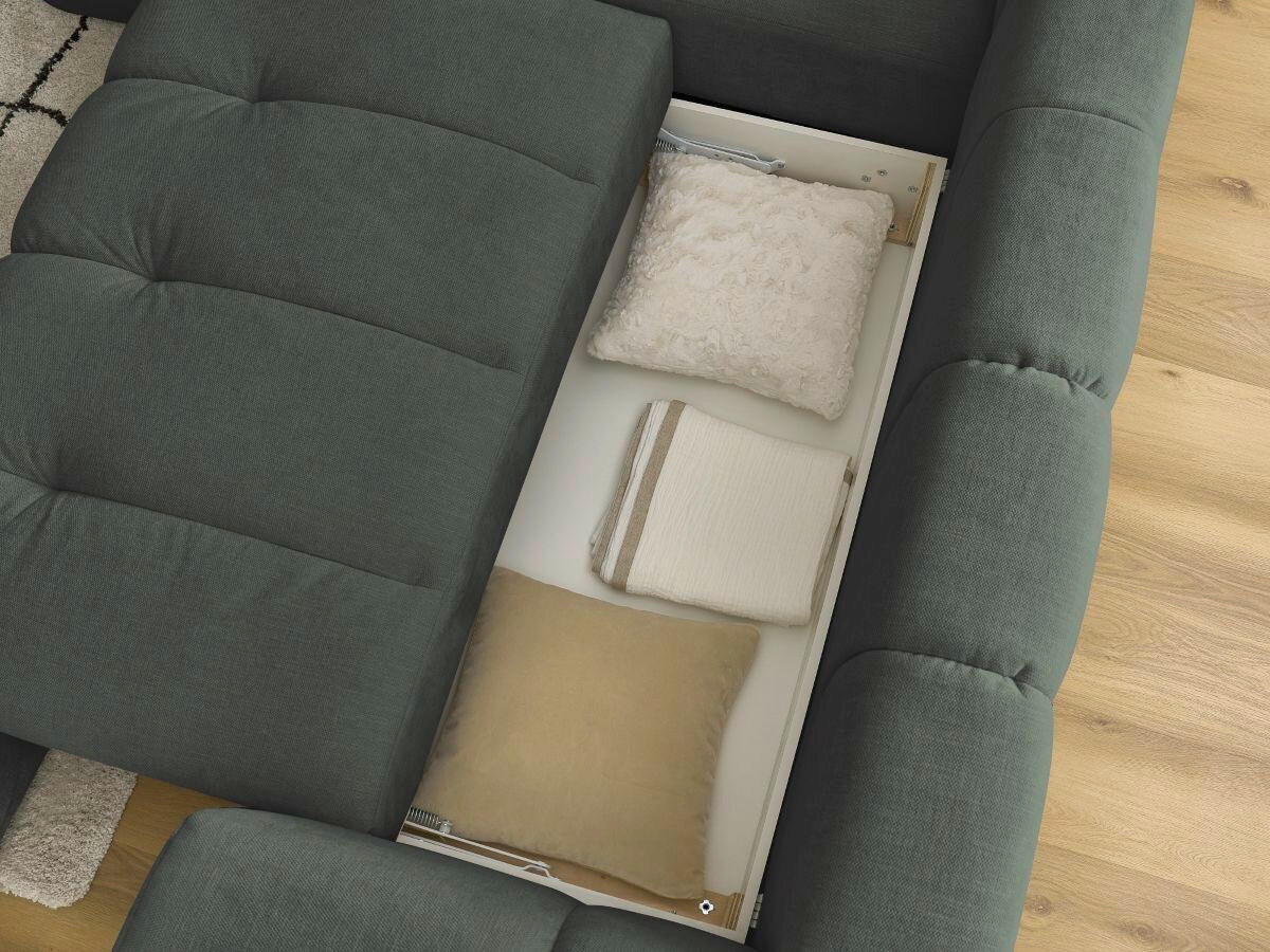 ECKSCHLAFSOFA FUJI Leinenoptik Grün  inkl.  - Schwarz/Grün, MODERN, Kunststoff/Textil (204/282cm)