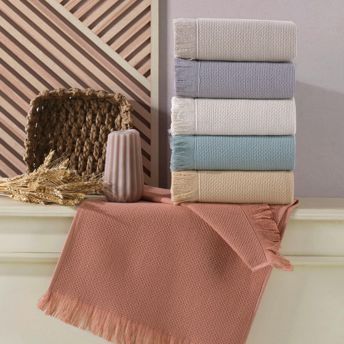 GESCHIRRTUCH-SET 6-teilig Lila, Weiß, Hellgrau, Hellgelb, Hellrosa, Pastellblau  - Pastellblau/Hellrosa, Basics, Textil (40/60cm)