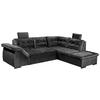 ECKSOFA Schwarz Mikrovelours  - Schwarz, KONVENTIONELL, Kunststoff/Textil (283/217cm) - MID.YOU