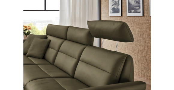 ECKSOFA in Echtleder Olivgrün  169/298 cm  - Schwarz/Olivgrün, Design, Leder/Metall (169/298cm) - Dieter Knoll