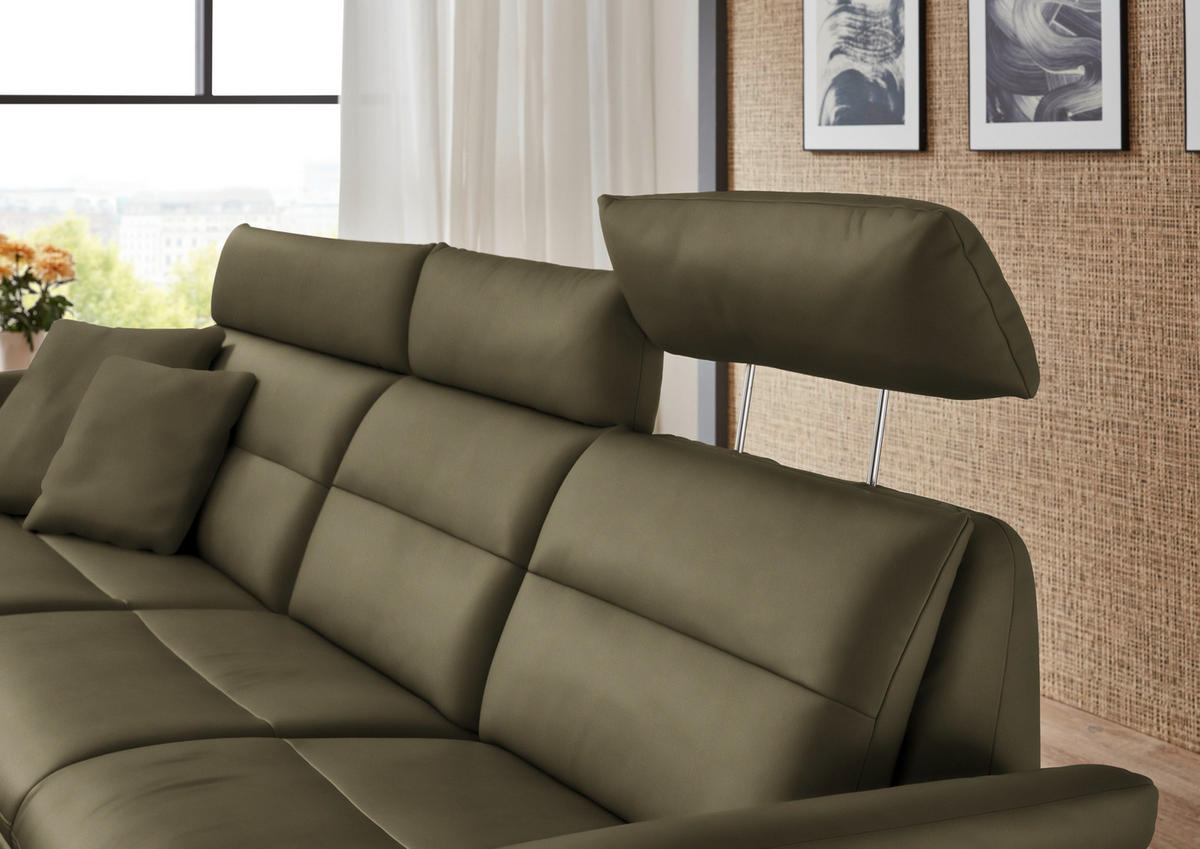 ECKSOFA in Echtleder Olivgrün  - Schwarz/Olivgrün, Design, Leder/Metall (169/298cm) - Dieter Knoll
