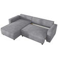 ECKSOFA Grau Cord Zierkissen, Rückenkissen, Bettkasten, Schlaffunktion, Rücken echt, Liegefläche im Originalstoff  - Schwarz/Grau, MODERN, Kunststoff/Textil (190/280cm) - Carryhome