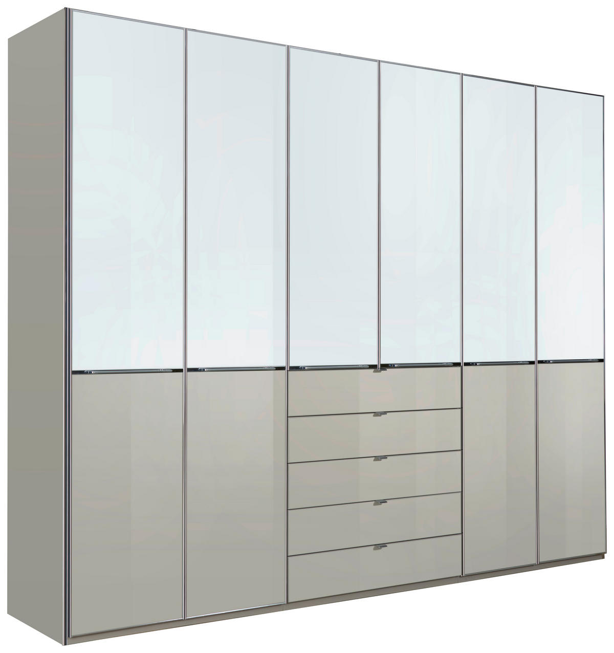 DREHTÜRENSCHRANK 300/236/58 cm 6-türig  - Chromfarben/Weiß, Design, Glas/Holzwerkstoff (300/236/58cm) - Novel