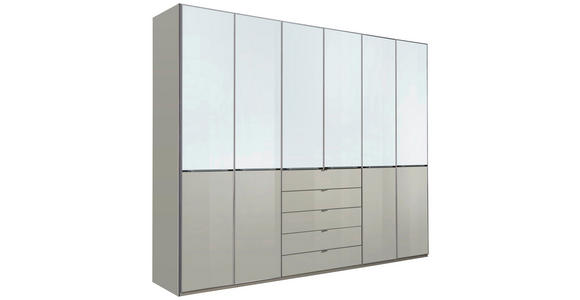 DREHTÜRENSCHRANK 300/236/58 cm 6-türig  - Chromfarben/Weiß, Design, Glas/Holzwerkstoff (300/236/58cm) - Novel