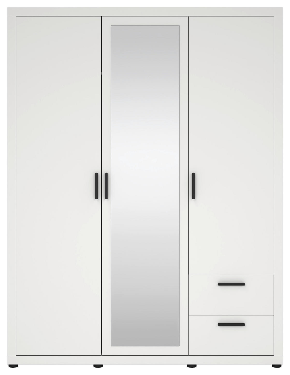 DREHTÜRENSCHRANK in Weiss  - Weiss/Schwarz, Modern, Holzwerkstoff/Metall (153,6/200,9/59,8cm) - MID.YOU