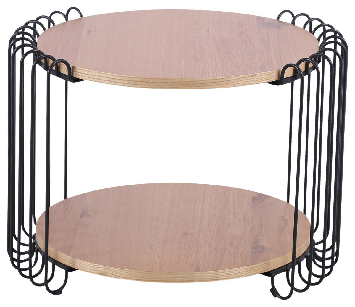 COUCHTISCH Eiche furniert 60/60/48 cm rund Schwarz, Eichefarben  - Eichefarben/Schwarz, Basics, Holz/Holzwerkstoff (60/60/48cm) - Stylife