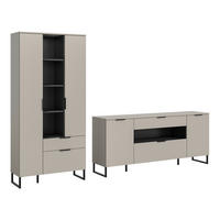 SZEKRÉNYSOR fekete, kasmírszínű  - kasmírszínű/fekete, Design, faalapú anyag/fém (290/192/41cm) - Livetastic