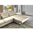 ECKSOFA  in Echtleder Creme, Naturfarben  334/176 cm  - Creme/Schwarz, Design, Leder/Metall (334/176cm) - Dieter Knoll