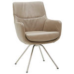 ARMLEHNSTUHL  Beinauswahl, Lederauswahl, Typenauswahl  Echtleder  - Taupe/Edelstahlfarben, Design, Leder/Metall (60/90/61cm) - Dieter Knoll