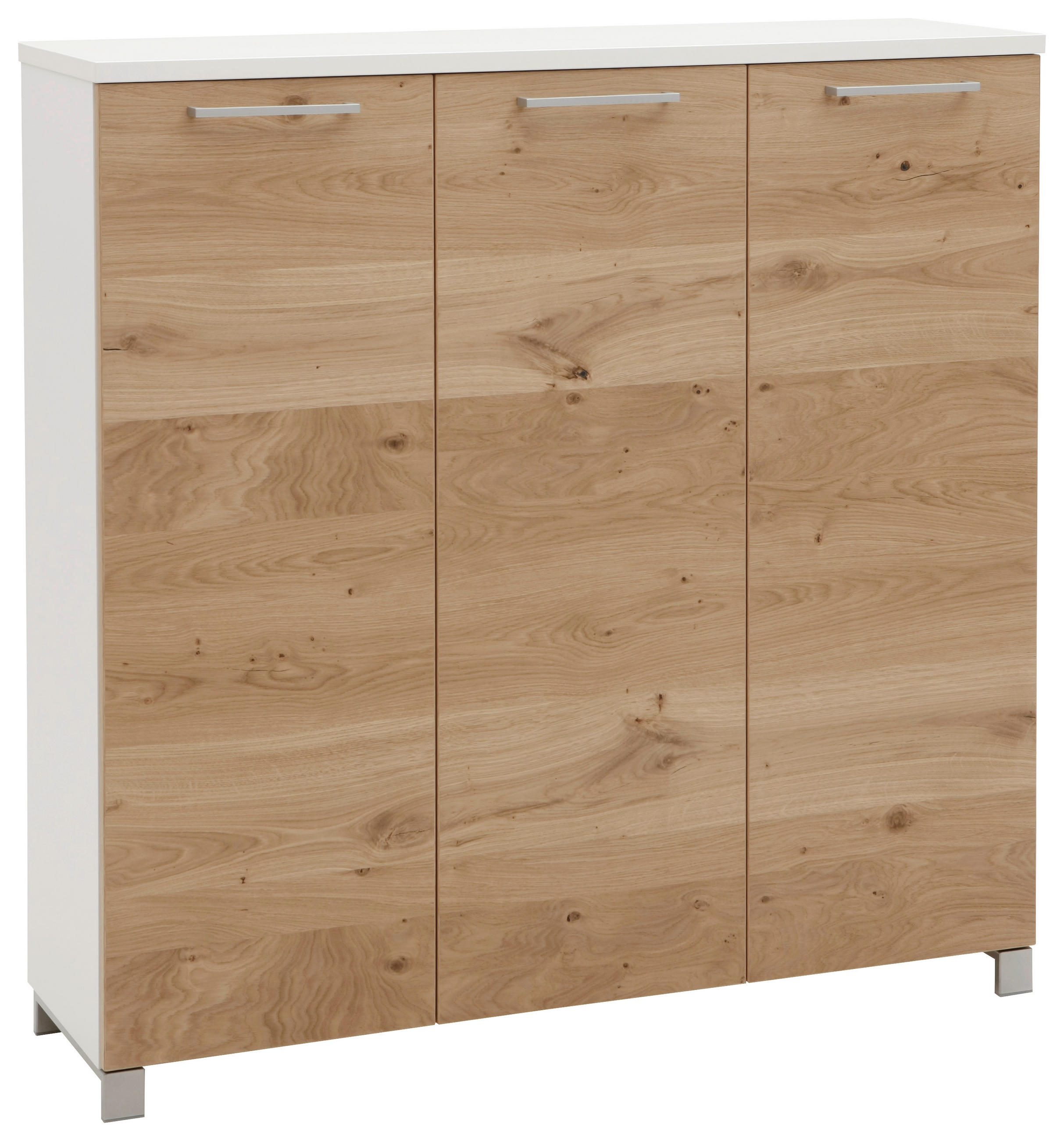 SCHUHSCHRANK Balkeneiche furniert Weiß, Eichefarben - Chromfarben/Eichefarben, Design, Holz/Holzwerkstoff (126/126/37cm) - Dieter Knoll