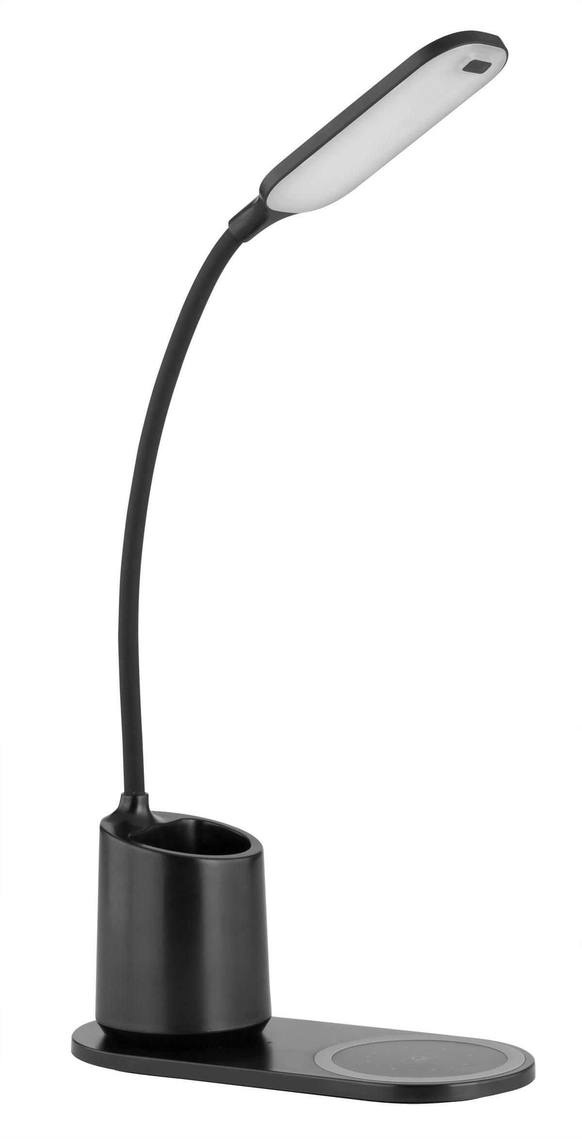 LED-SCHREIBTISCHLEUCHTE 34/8,5/45 cm   - Opal/Schwarz, Design, Kunststoff (34/8,5/45cm) - Globo