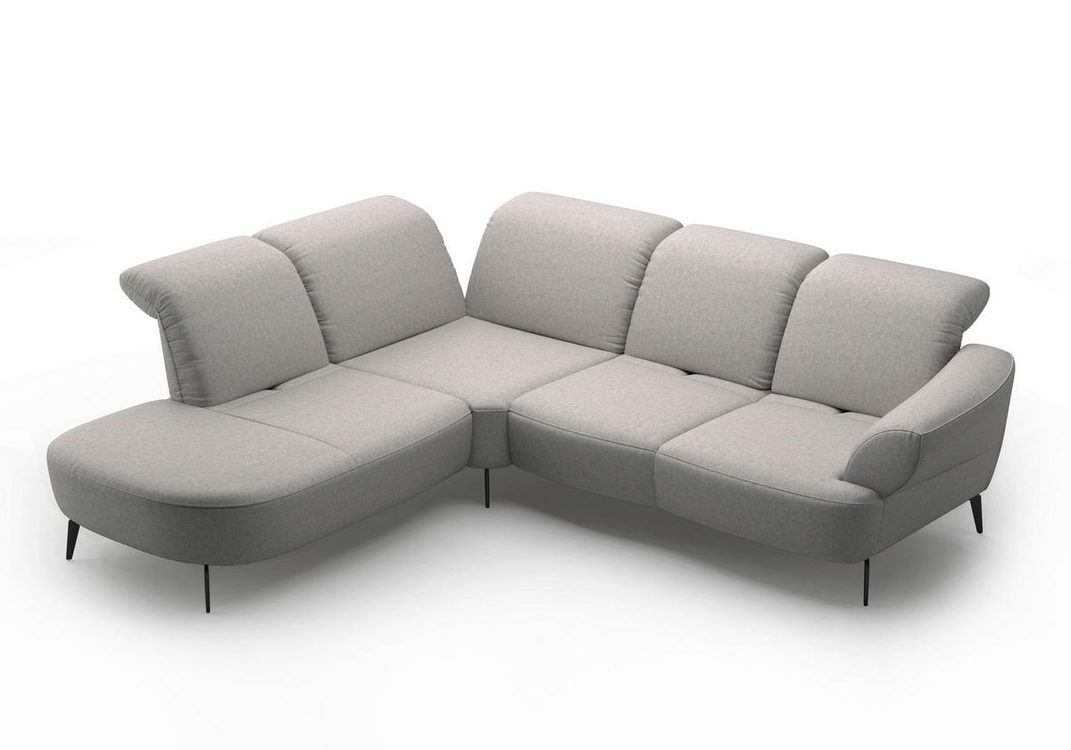 ECKSOFA in Flachgewebe Hellgrau  - Hellgrau/Schwarz, Modern, Textil/Metall (270/302cm) - Sit & More
