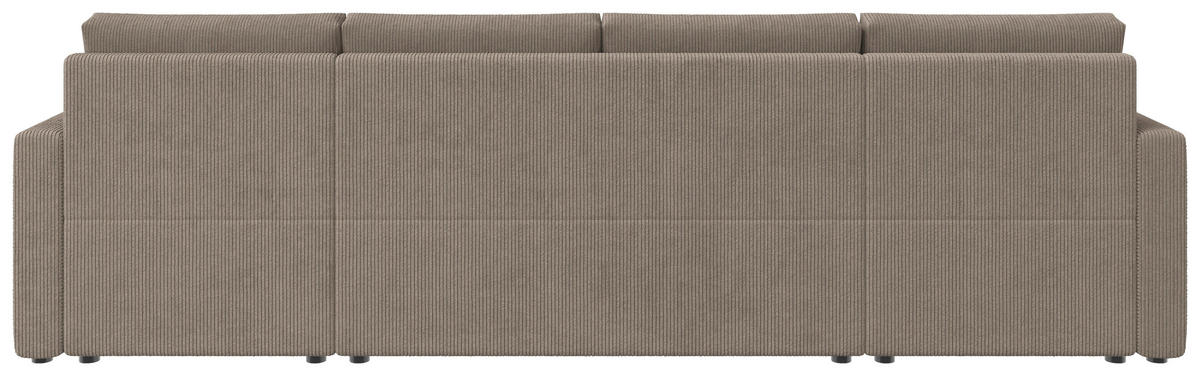 WOHNLANDSCHAFT Taupe Cord  - Taupe/Schwarz, KONVENTIONELL, Kunststoff/Textil (152/290/152cm) - Ti'me