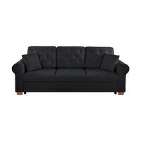 SCHLAFSOFA  mit Bettkasten erhältlich, Liegefunktion, Rücken echt, Armteil links, Armteil rechts Bouclé Anthrazit  - Anthrazit/Buchefarben, Design, Holz/Textil (240/94/98cm) - MID.YOU