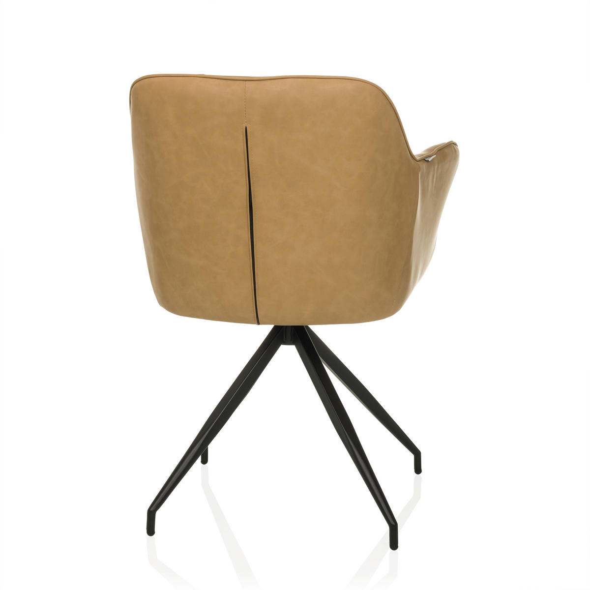 ARMLEHNSTUHL  in Lederlook  - Cognac/Schwarz, MODERN, Leder/Metall (61/90/56cm) - MID.YOU