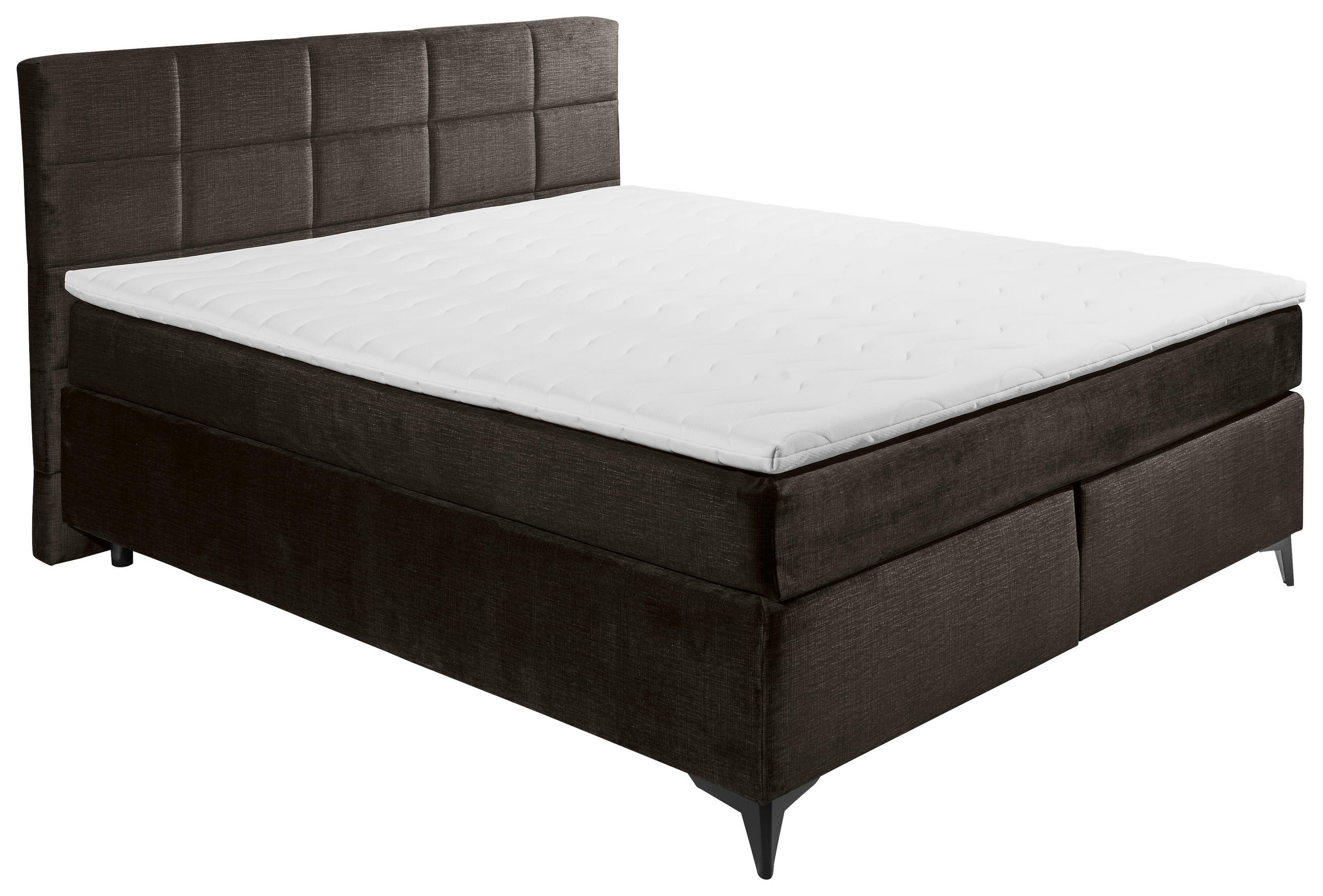 BOXSPRINGBETT 180/200 cm  in Dunkelbraun  - Dunkelbraun/Schwarz, Design, Holzwerkstoff/Kunststoff (180/200cm) - Xora