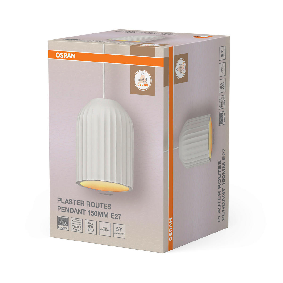 HÄNGELEUCHTE 15/120 cm  - Weiß, Basics, Stein (15/120cm) - Osram