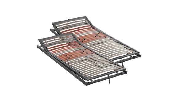 LATTENROSTSET 180/200 cm Kopfteil, Fußteil verstellbar, Birke  - Graubraun/Rot, Basics, Holz (180/200cm) - Novel