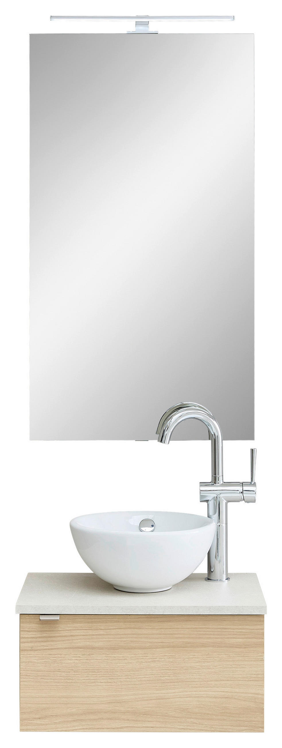 GÄSTEBAD 50 cm  - Sandfarben/Edelstahlfarben, Design, Keramik/Holzwerkstoff (50cm) - Sadena