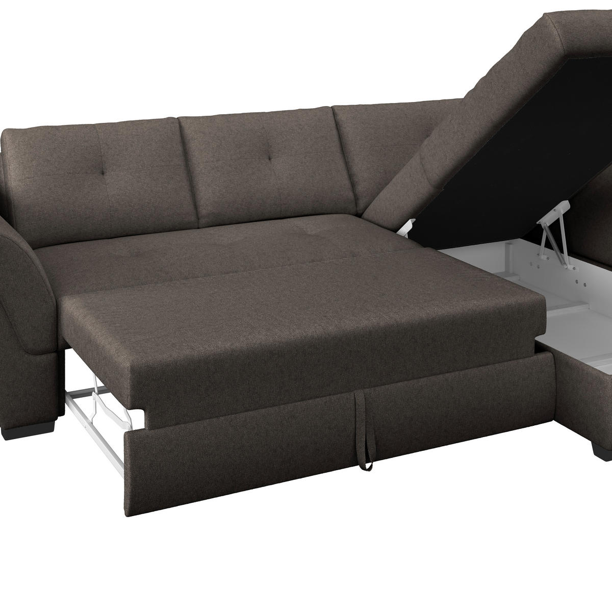 ECKSOFA in Webstoff Braun  - Braun, Design, Kunststoff/Textil (278/187cm) - Livetastic