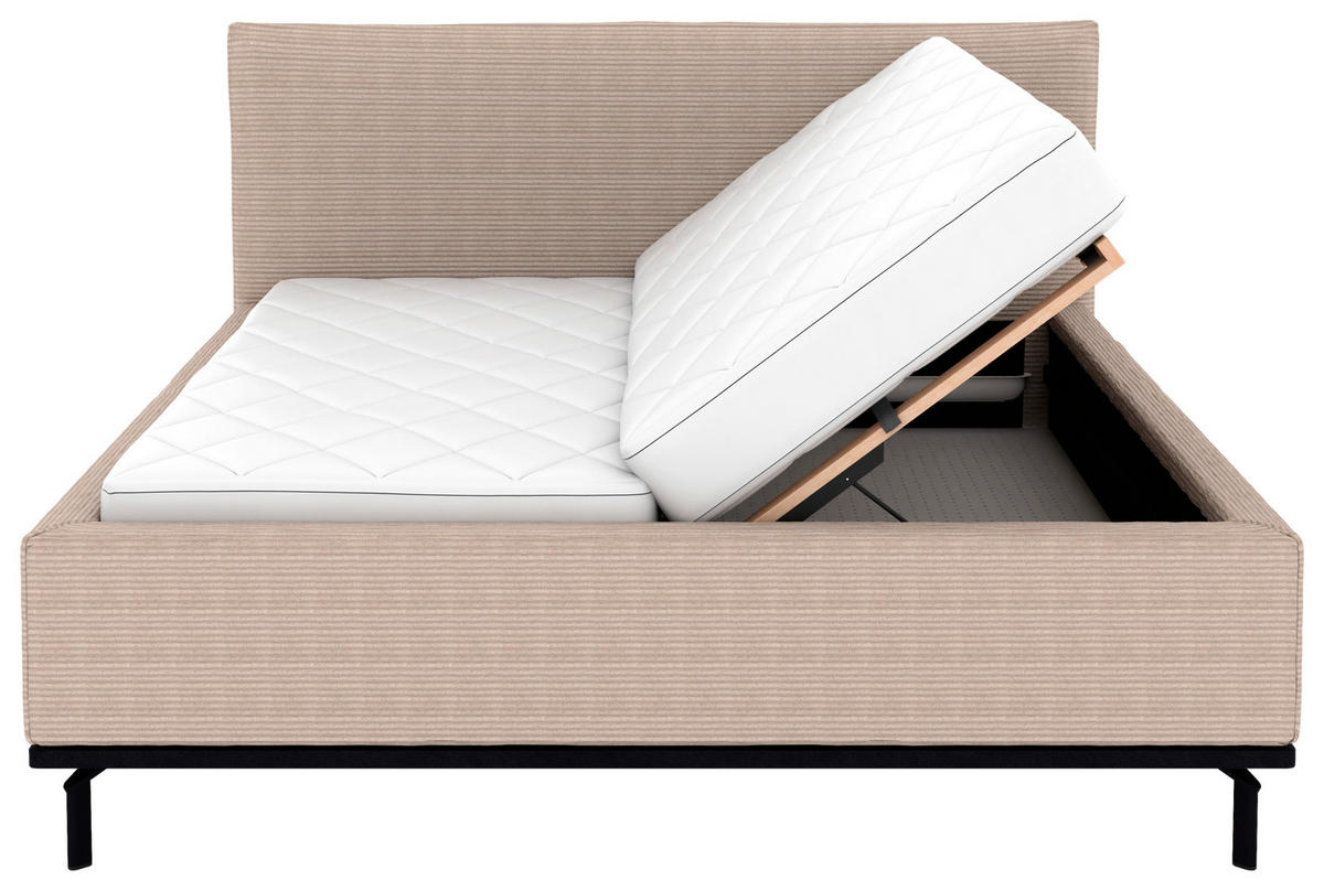 POLSTERBETT Matratze, Lattenrost, Bettkasten 180/200 cm  in Taupe  - Taupe/Graphitfarben, Design, Holz/Textil (180/200cm) - Musterring